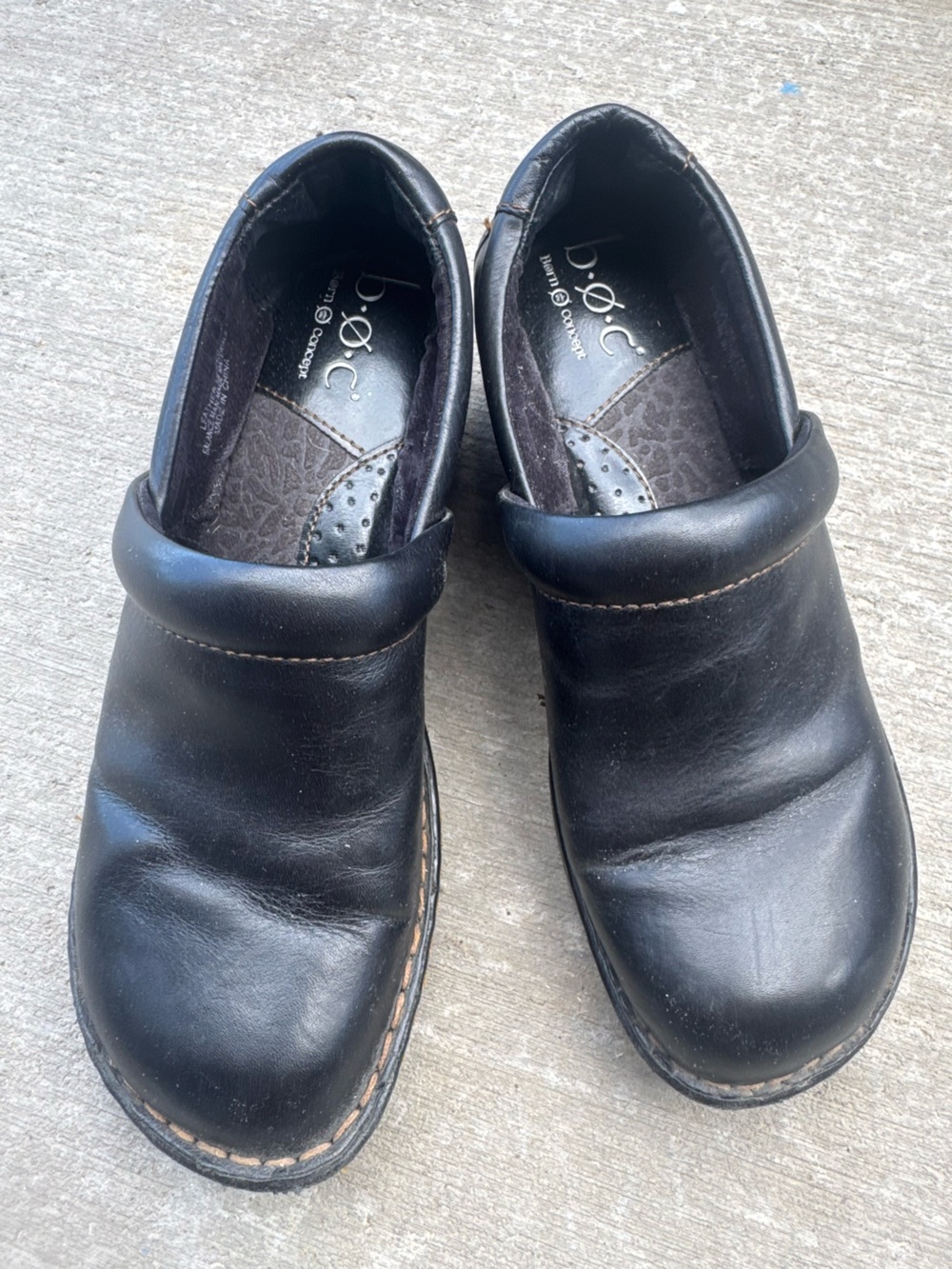 b.o.c. Black Leather Women's Clog Mules size 8